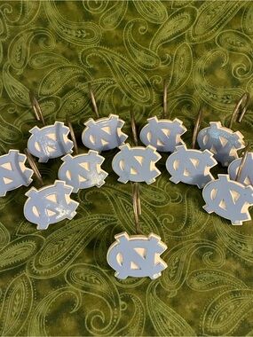 UNC NCAA North Carolina NC  Tar Heels Shower Curtain Rings 12 Count Hooks Blue